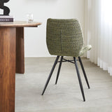 Dining room chair Beau chenille Dimehouse Green LxWxH 72x68x50 Fabric Atmospheric photo diagonal rear view