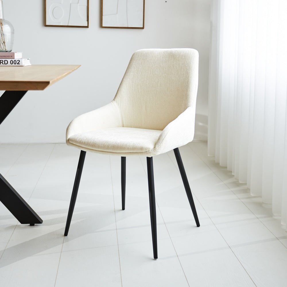 Dining room chair Elle Dimehouse White LxWxH 64x61x56 Fabric Atmospheric photo diagonal front view