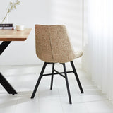 Dining room chair Jada Chenille Dimehouse White LxWxH 79x57x53 Fabric Atmospheric photo diagonal rear view