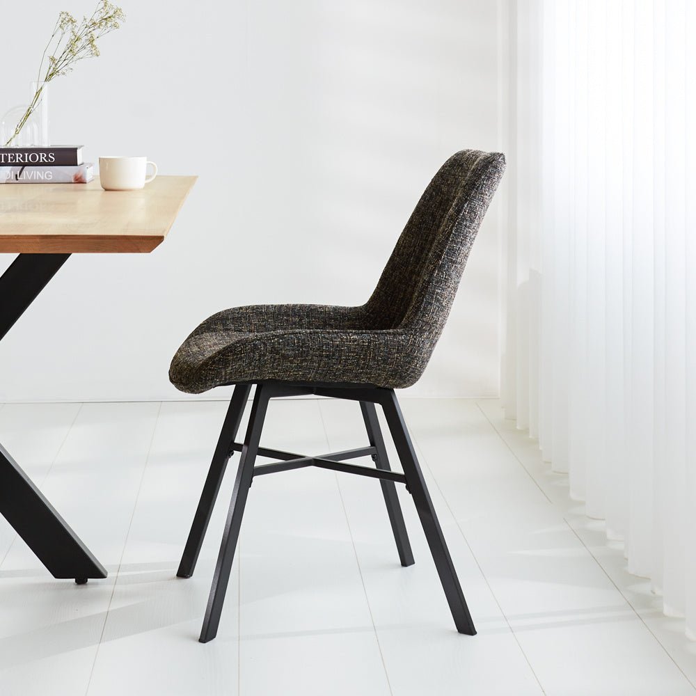 Dining room chair Jada Chenille Dimehouse Black LxWxH 79x57x53 Fabric Atmospheric photo side view