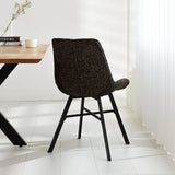 Dining room chair Jada Chenille Dimehouse Black LxWxH 79x57x53 Fabric Atmospheric photo diagonal rear view