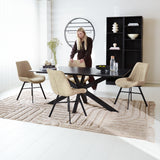 Dining room chair Jada Chenille Dimehouse Black LxWxH 79x57x53 Fabric Atmospheric photo in situation
