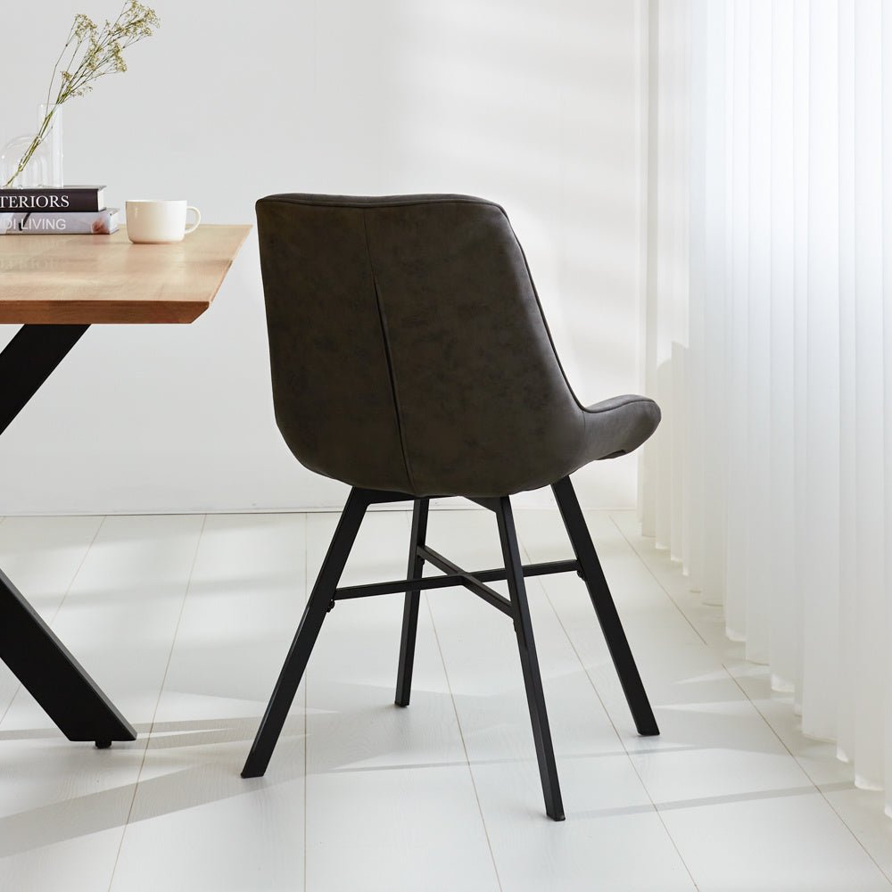 Dining room chair Jada Ecoleather Dimehouse Anthracite LxWxH 79x57x53 Eco leather Atmospheric photo diagonal rear view