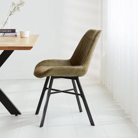 Dining room chair Jada Ecoleather Dimehouse Green LxWxH 79x57x53 Eco leather Atmospheric photo side view