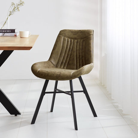 Dining room chair Jada Ecoleather Dimehouse Green LxWxH 79x57x53 Eco leather Atmospheric photo diagonal front view