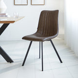 Dining room chair Jimmy Faux leather Dimehouse Taupe LxWxH 75x57x51 Faux leather Atmospheric photo diagonal front view