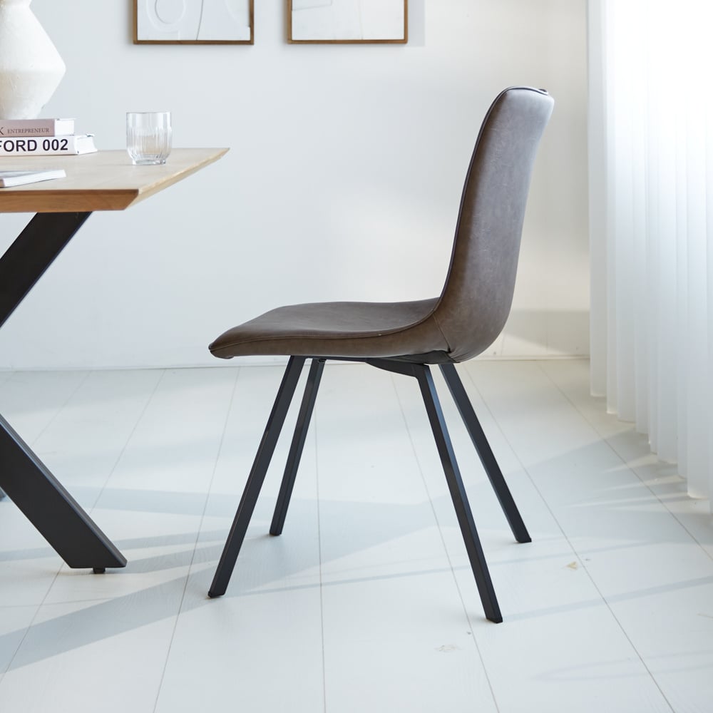 Dining room chair Jimmy Faux leather Dimehouse Taupe LxWxH 75x57x51 Faux leather Atmospheric photo side view