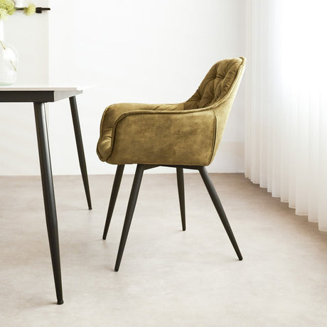 Dining room chair Audrey Dimehouse Green LxWxH 71x68x49 Fabric Atmospheric photo side view
