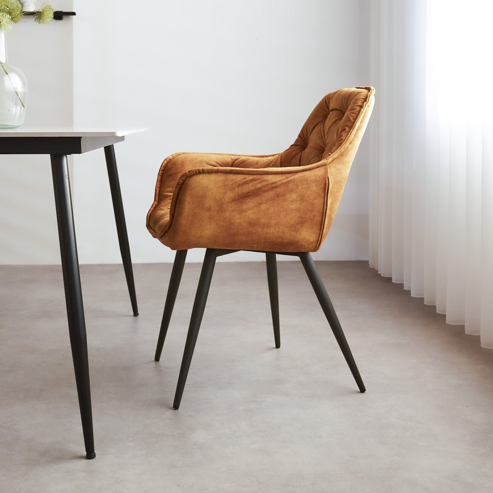 Dining room chair Audrey Dimehouse Yellow LxWxH 71x68x49 Fabric Atmospheric photo side view