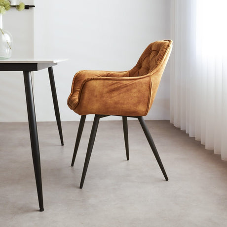 Dining room chair Audrey Dimehouse Yellow LxWxH 71x68x49 Fabric Atmospheric photo side view