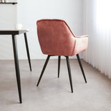 Dining room chair Audrey Dimehouse Pink LxWxH 71x68x49 Fabric Atmospheric photo diagonal rear view