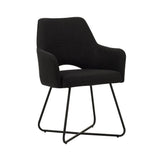 Dining room chair Suzy Dimehouse Black LxWxH 64x61x53 Fabric White photo diagonal front view