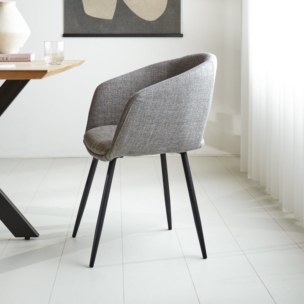 Dining room chair Don Dimehouse Gray LxWxH 60x56x56 Fabric Atmospheric photo side view