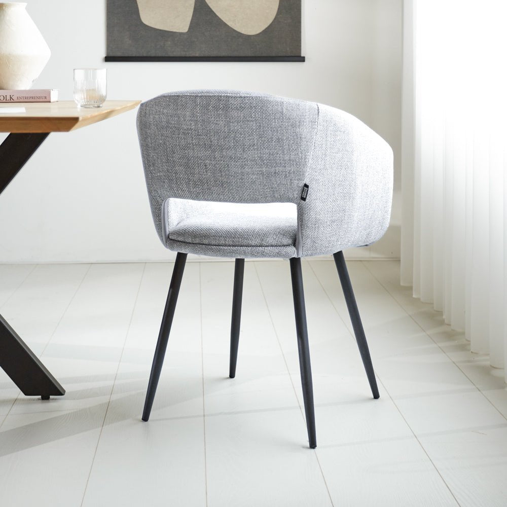 Dining room chair Don Dimehouse Light gray LxWxH 60x56x56 Fabric Atmospheric photo diagonal rear view