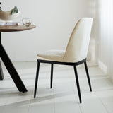 Dining room chair Noli Chenille Dimehouse White LxWxH 73x65x53 Fabric Atmospheric photo side view
