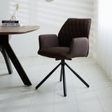 Dining room chair Novan bouclé Dimehouse Brown LxWxH 67x59x57 Fabric Atmospheric photo diagonal front view