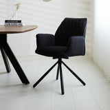 Dining room chair Novan bouclé Dimehouse Black LxWxH 67x59x57 Fabric Atmospheric photo diagonal front view