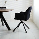 Dining room chair Novan bouclé Dimehouse Black LxWxH 67x59x57 Fabric Atmospheric photo side view