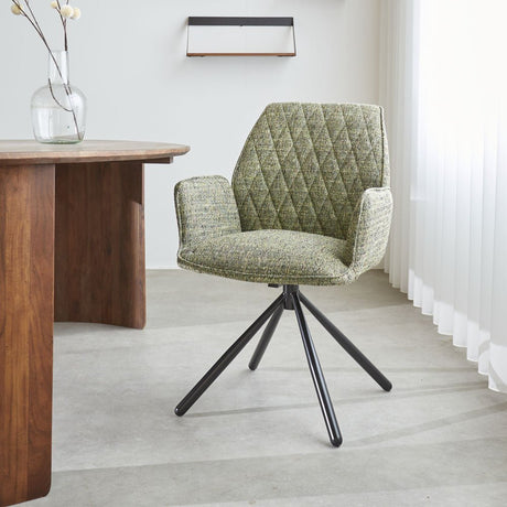 Dining room chair Novan chenille Dimehouse Green LxWxH 71x64x56 Fabric Atmospheric photo diagonal front view