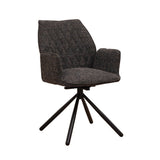 Dining room chair Novan chenille Dimehouse Black LxWxH 71x64x56 Fabric White photo diagonal front view