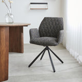 Dining room chair Novan chenille Dimehouse Black LxWxH 71x64x56 Fabric Atmospheric photo diagonal front view