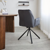 Dining room chair Novan velvet Dimehouse Anthracite LxWxH 71x64x56 Fabric Atmospheric photo diagonal rear view