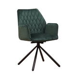 Dining room chair Novan velvet Dimehouse Green LxWxH 71x64x56 Fabric White photo diagonal front view