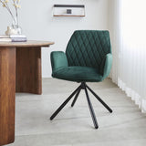 Dining room chair Novan velvet Dimehouse Green LxWxH 71x64x56 Fabric Atmospheric photo diagonal front view