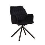 Dining room chair Novan velvet Dimehouse Black LxWxH 71x64x56 Fabric White photo diagonal front view