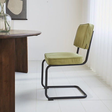 Dining room chair Remo ribbed fabric Dimehouse Green LxWxH 56x55x52 Rib fabric Atmospheric photo side view