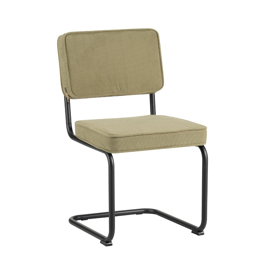 Dining room chair Remo ribbed fabric Dimehouse Green LxWxH 56x55x52 Rib fabric White photo diagonal front view