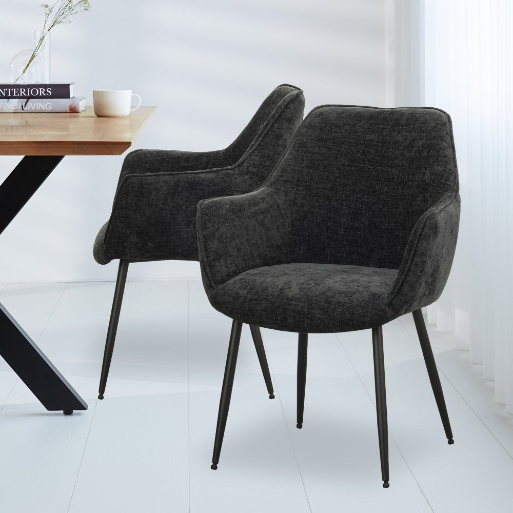Dining room chair Sev Dimehouse Black LxWxH 68x62x61 Fabric Atmospheric photo diagonal front view
