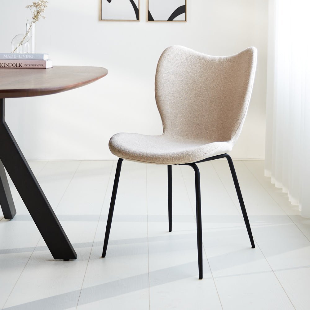 Dining room chair Sia Dimehouse Beige LxWxH 72x55x51 Fabric Atmospheric photo diagonal front view