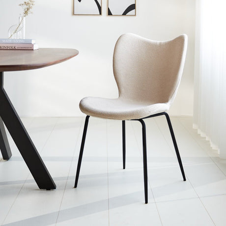 Dining room chair Sia Dimehouse Beige LxWxH 72x55x51 Fabric Atmospheric photo diagonal front view