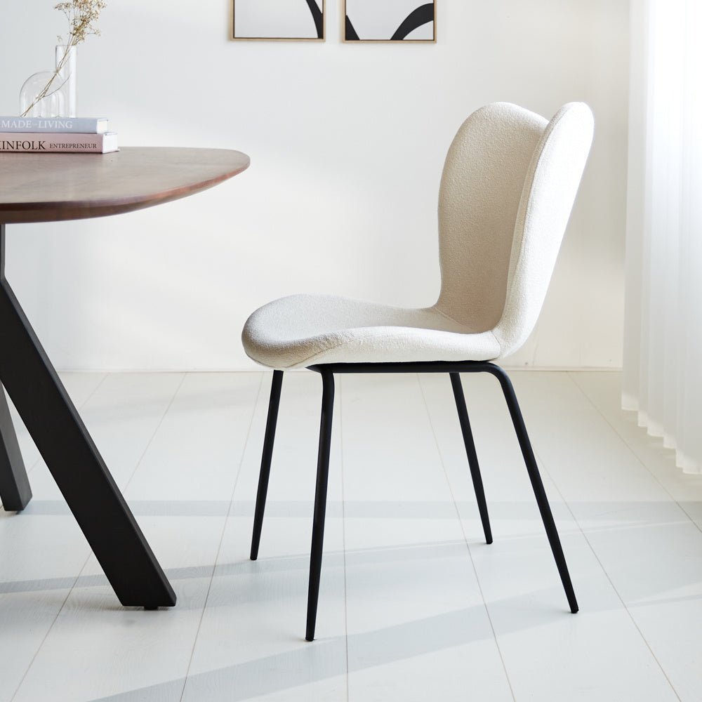 Dining room chair Sia Dimehouse White LxWxH 72x55x51 Fabric Atmospheric photo side view