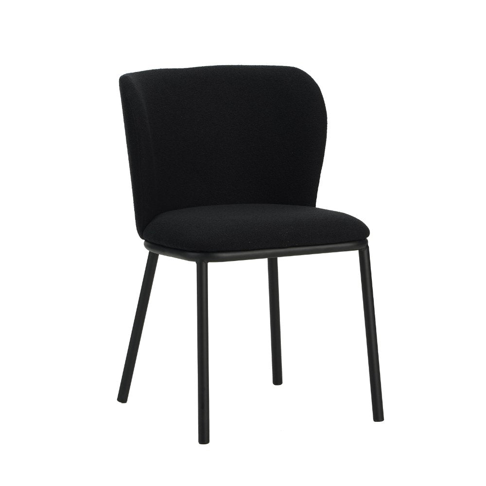 Dining room chair Tess Dimehouse Black LxWxH 65x62x56 Fabric White photo diagonal front view