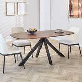 Dining table Paris Dimehouse Brown LxWxH 185x105x8 Acacia wood Atmospheric photo diagonal front view
