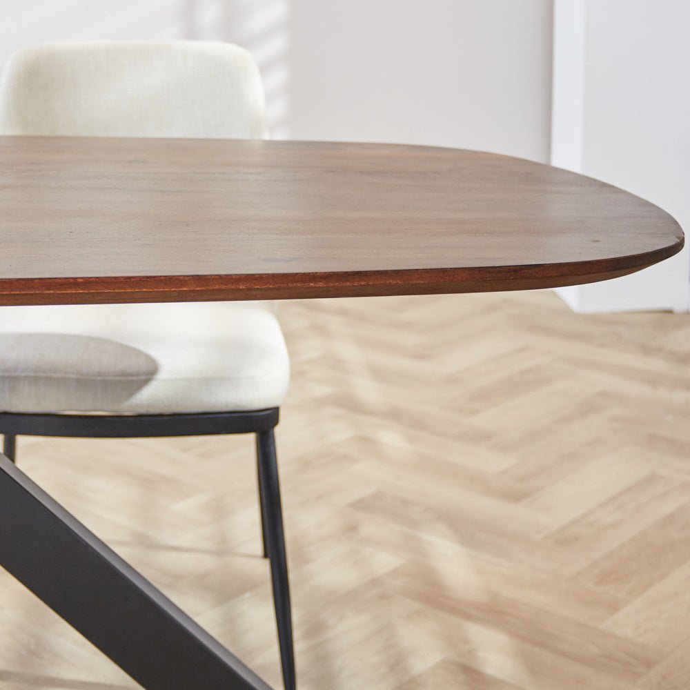 Dining table Paris Dimehouse Brown LxWxH 185x105x8 Acacia wood Detail photo of top