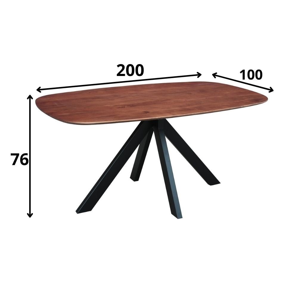 Dining table Paris Dimehouse Brown LxWxH 205x105x8 Acacia wood White photo size indication
