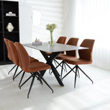 Edin Gray dining table Dimehouse Gray LxWxH 161x92x11 Sintered stone Atmospheric photo diagonal front view