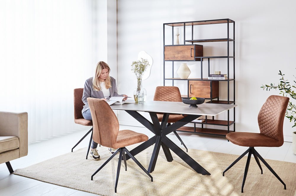 Edin Gray dining table Dimehouse Gray LxWxH 161x92x11 Sintered stone Atmospheric photo in situation
