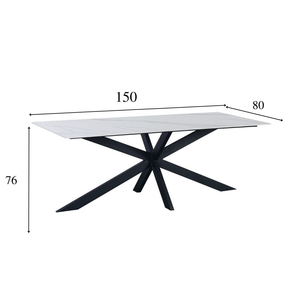 Dining table Edin White Dimehouse White LxWxH 161x92x11 Sintered stone White photo size indication