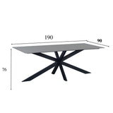 Edin Gray dining table Dimehouse Gray LxWxH 202x102x11 Sintered stone White photo size indication
