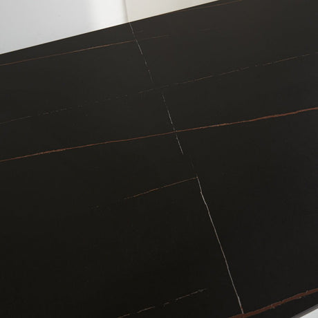 Dining table Grace Black Dimehouse Black LxWxH 160x94x13 Sintered stone Atmospheric photo diagonal front view