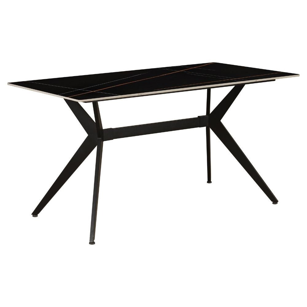 Dining table Grace Black Dimehouse Black LxWxH 160x94x13 Sintered stone Atmospheric photo diagonal front view