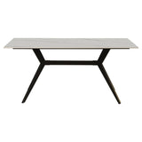 Dining table Grace White Dimehouse White LxWxH 180x104x12 Sintered stone Atmospheric photo diagonal front view