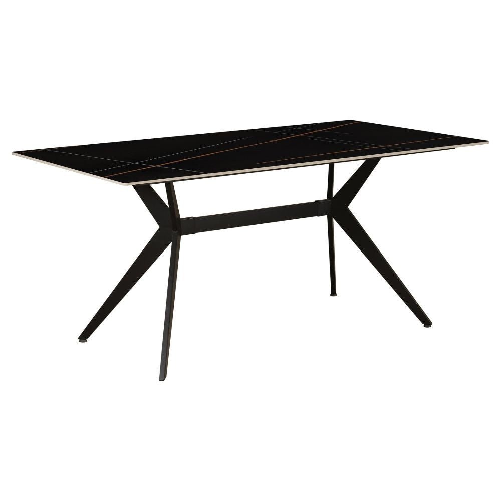 Dining table Grace Black Dimehouse Black LxWxH 180x104x12 Sintered stone Atmospheric photo diagonal front view