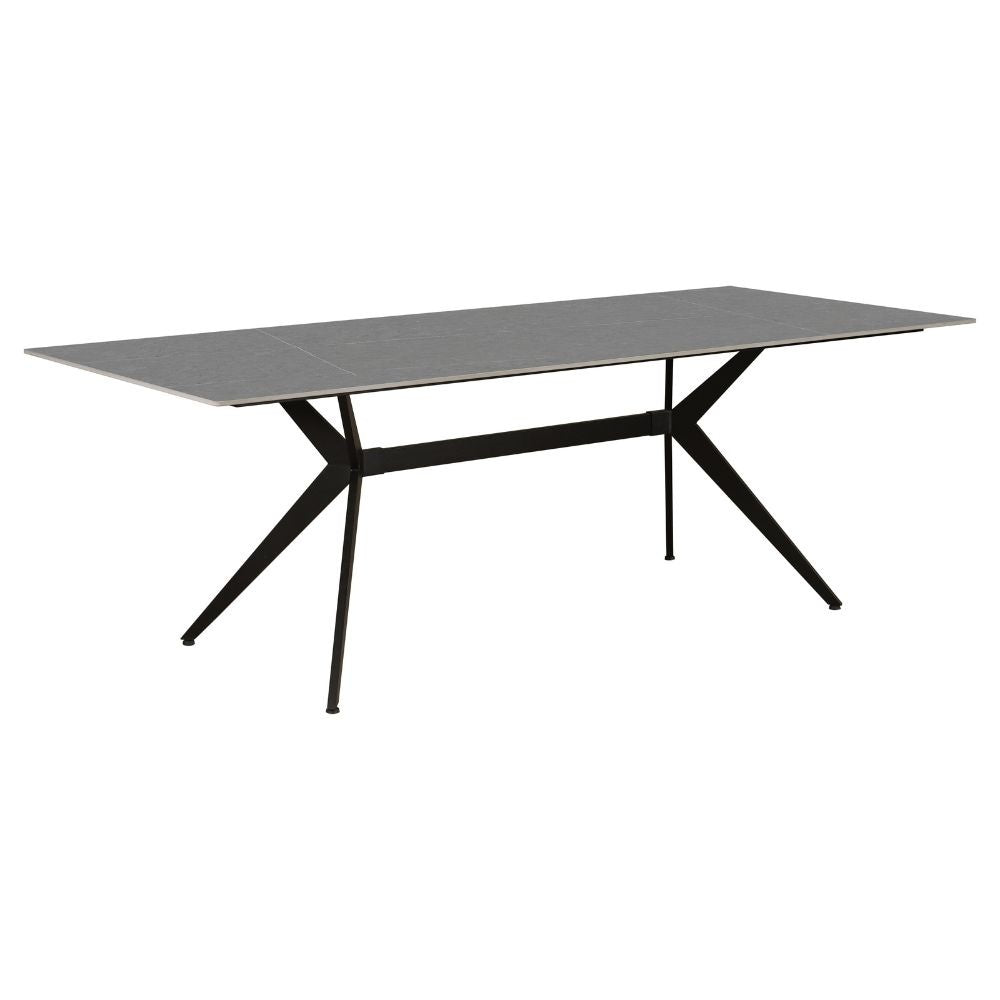 Grace Gray dining table Dimehouse Gray Sintered stone Atmospheric photo diagonal front view