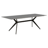 Grace Gray dining table Dimehouse Gray Sintered stone Atmospheric photo diagonal front view