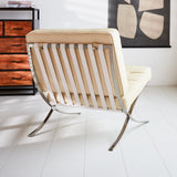 Armchair Expo Dimehouse Cream LxWxH 80x78x78 Cowhide leather Atmospheric photo diagonal rear view